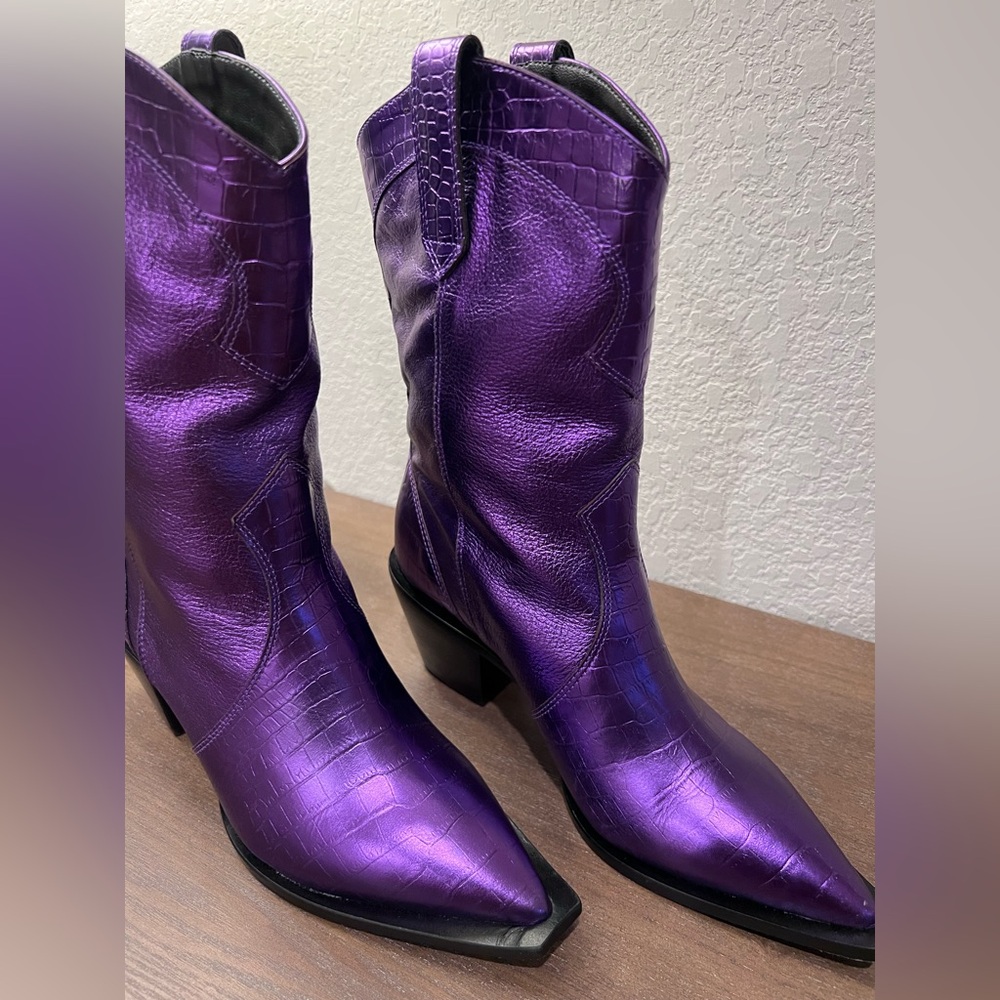 Vicenza electric Purple Metallic Western Boots cowgirl heel boots women’s size 7 - Picture 2 of 15
